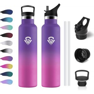 Gourde Isotherme 500ml, Bouteille Isotherme Double Paroi, Gourde Inox Aver Paille, Sans Bpa, &Eacute;tanche & , Bouteille Isotherme Pour Enfant, Sport De Plein Air, L'&eacute;cole, Bureau, Ext&eacute;rieur - Neuf