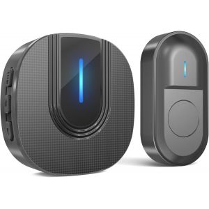 Sonnette Sans Fil Ext&eacute;rieur &Eacute;tanche 300 M&egrave;tres Sonnette de Porte Carillon Electronique Kit pour la Maison avec R&eacute;cepteurs Enfichables 55 Sonneries, 5 Niveaux Volumes, Nior - Neuf