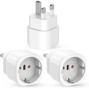 KALANKA-3 Pi&egrave;ces Adaptateur Prise Anglaise, Prise Anglaise Adaptateur Francais, Adaptateur de Voyage France vers UK, Adaptateur Voyage pour Irlande, Angleterre, Ecosse, Duba&iuml;, Malte, Adaptateur Type - Neuf