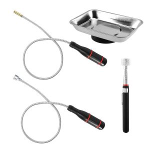 KALANKA-4 Pcs Aimant Telescopique,Aimant Mecanique Flexible,Magn&eacute;tiques T&eacute;lescopiques,Outil de Ramassage Aimant&eacute;,Tige R&eacute;cup&eacute;rateur Aimant&eacute;e pour Ramasser de Petites Pi&egrave;ces,Objets M&eacute;talliques,Pi&egrave;ces d - Neuf