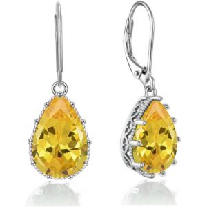 Cristal Zircon Pendantes Levier Style Boucles D'oreilles Larme Ovale Poire Gemme Tache De Naissance Saphir Rubis Émeraude Argent Bijoux Set Cadeau Pour Femme Maman Fille Petite Amie.[X2052] - Neuf