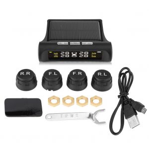 Systeme de surveillance de la pression et de la temperature des pneus de voiture avec ecran LCD a energie solaire TPMS et capteur externe - Neuf
