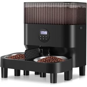 Sailvono Distributeur Croquettes Chat Automatique Pour Deux Chats, 5l Distributeur De Croquettes 2 Gamelles Pour Chien Chat, Programmable Avec Minuteur, Enregistrement Vocal 10s, Noir - Neuf