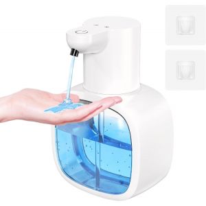 BHHBB-Distributeur de Savon Automatique 500 ML - Fixation Murale - Distributeur de Savon électrique avec capteur Infrarouge - 4 Niveaux réglables - Étanche IPX5 - Blanc - pour Salle de Bain, Cuisine - Neuf