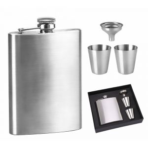 Bouteille De Vin Pour Homme De 7 Oz, Anti-Fuite Avec Entonnoir, Bouteille De Camping En Acier Inoxydable, Bouchon &Agrave; Vis Soud&eacute; Au Laser - Neuf