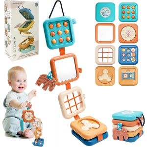 ChenQuanSarl-7 In 1 Jouet Montessori 1 An Et Plus, Jouet D'Apprentis Sensoriel Précoce Pour Bébé, Idéal De Cube D'Activité Pour Les Voyages En Avion Tout-Petit - Neuf