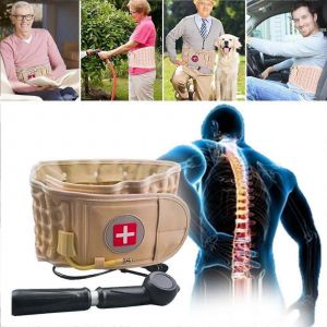 Ceinture De D&eacute;compression Lombaire, Corset De Soutien Dorsal, Extenseur De Traction &Agrave; Air, Abricot - Neuf