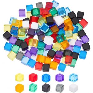 Eryi-140 Pcs 10 Couleurs 7.5mm Blanc Dés Acrylique Dés Cubes Couleur Assortie Sans Trou Perles Avec Boîte De Rangement Pour Dés Diy Faire, Faveur Du Parti - Neuf
