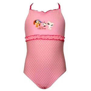 Maillot De Bain 1 Pièce Rose À Pois Littlest Petshop - Neuf