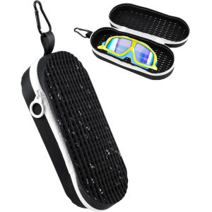 Letnerny-Étui À Lunettes De Natation, Silicone Housse De Protection Pour Lunettes De Natation À Fermeture Éclair Avec Trous De Drainage Respirant Trousse À Crayons Avec Mousqueton - Neuf
