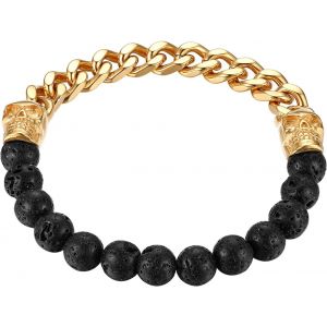 Eryi-Bracelet Acier Inoxydable Pour Homme Motard Biker Bracelet Manchette Perles Pierres Tête De Lion/Mort Rétro Couler Or Argent Noir Fantasie Cadeaux Anniversaire Festivals - Neuf