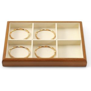Nbgcm-Bois Massif 6 Grilles Plateaux À Bijoux,Empilable, Organiseur De Bijoux,Présentoirs Bijoux(Blanc Crème) - Neuf
