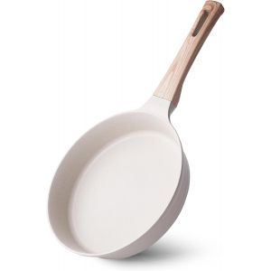 Induction Antiadh&eacute;sive Po&ecirc;le &Agrave; Frire, 24cm Granit Po&ecirc;les &Agrave; ?ufs Sans Pfoa, Po&ecirc;le &Agrave; Omelette Avec Poign&eacute;e En Bak&eacute;lite Woodgrain, Beige Articles De Cuisine Cadeau, Convient Au Gaz - Neuf