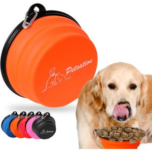 Cmws-Petsation &iquest; Gamelle Pour Chien Pliable [L'original] &iquest; Bol De Voyage, &Eacute;cuelle, Abreuvoir Pour Chien &iquest; Id&eacute;al Pour Les Voyages, Promenades Et Le Quotidien &iquest; L&eacute;ger, Compact (Orange, 1000ml + 350 Ml) - Neuf