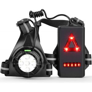 Jexnovashop-Lampe Pectorale Running 5 Leds, 500 Lumens Lampe Running Avec Usb Recharge, Lumi&egrave;re Pour Courir &Agrave; Pied &Eacute;tanche Avec Bande R&eacute;fl&eacute;chissante, Eclairage Torse Super Lumineux Et L&eacute;ger Pour Cour - Neuf