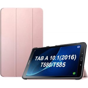 LORANKA-Coque pour Samsung Galaxy Tab A (2016) SM-T580 SM-T585 10.1 Pouces - Etui de Protection Ultra-Mince et L&eacute;ger Housse Tablette Cover avec Fonction Sommeil/R&eacute;veil Automatique, Or Rose - Neuf