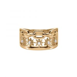 Bague Argent Doré Étoile Zirconium Blanc - Neuf