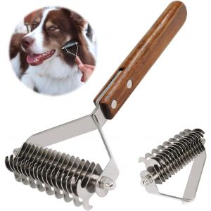 Peigne Démêlant Et Brosse De Toilettage Pour Chiens Et Chats, Râteau À Sous-Poil (Double) - Neuf