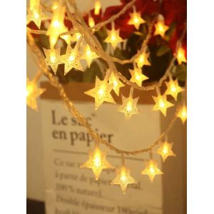 KAL-Guirlande Lumineuse Étoilée, 20Ft 40 Led Guirlande Guinguette, 2 Modes D'Éclairage, Decoractive Pour Chambre À Coucher, Terrasse, Fête, Anniversaire, Saint-Valentin, Noël, Décoration D'Arbre - Neuf