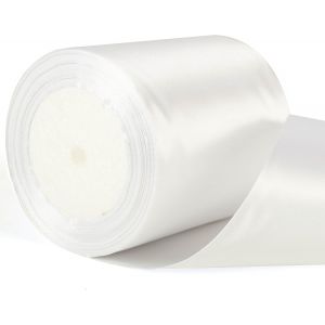 Kal-Ruban De Satin Blanc De 10 Cm De Large Pour Voiture De Mariage Et Emballage Cadeau, Ruban &Eacute;pais De 10,2 Cm Pour Bouquet D'artisanat Et D&eacute;coration De G&acirc;teaux - Neuf
