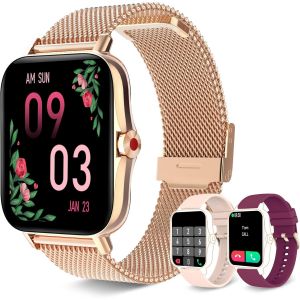 Montre Connectée Femme Avec Appel Bluetooth, 1.69"" Hd Smartwatch Podometre Fréquence Cardiaque Sommeil Spo2, Etanche Intelligente Montre Sport Trackers D'activité Pour Android Ios (Or Rose)[Z921] - Neuf