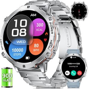 Montre Connect&eacute;e Homme Avec Appels Bluetooth, 1.75"" Amoled Montre Podometre Avec 900mah Batterie/110 + Modes Sportifs/Fr&eacute;quence Cardiaque/Sommeil Moniteur, Android Ios Montre Intelnte[Z1133] - Neuf