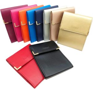 TRAHOO-- &eacute;tui Pochette Porte ch&eacute;quier Longue Pliant - Talon &agrave; Gauche - 3 emplacements Carte bancaire - 3 Plis - Compact - en Cuir Vachette - 10,5 cm X 14,5 cm (Orange) - Neuf