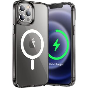 CAUC-Coque Magn&eacute;tique pour iPhone 12 Pro Max 6,7 Pouces pour Recharge sans Fil MagSafe, Housse de T&eacute;l&eacute;phone Antichoc, Dos Transparente Anti-Rayures (Noir) - Neuf