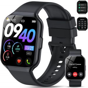 Kal-Montre Connectée Homme Femme Avec Appel Bluetooth, 1.96"" Smartwatch Avec 110+ Modes Sportifs, Etanche Ip68 Montre Connectée Sport Avec Podometre/Cardio/Moniteur De Sommeil Pour Ios/Android - Neuf