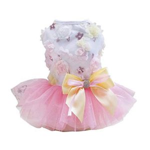 Robe Pour Chien, Jupe Pour Chiot, Robe Princesse Pour Chien, Robe Tutu À Fleurs De Mariage, Taille L - Neuf