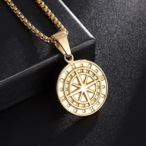 Qualité À La Mode Médaille Collier Pendentif Bateau Pirate Boussole Personnalité Homme Collier Pendentif Hip Hop Bijoux Tendance Bijoux - Neuf
