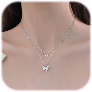 Collier Pour Femme,Collier Papillon,Cha&icirc;ne De Clavicule Pour Femmes Et Filles Bijoux Femme - Neuf