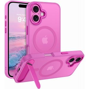 NSIECD-Coque Magn&eacute;tique pour iPhone 16, Compatible avec MagSafe, [Support Invisible Int&eacute;gr&eacute;e] Housse Qualit&eacute; Militaire Antichoc, &Eacute;tui Translucide Mat pour iPhone 16 6.1"", Rose - Neuf