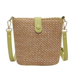 Panier Sacs de Paille tiss&eacute;e &agrave; la main &agrave; l'&Eacute;paule le Sac Vert, 18x18x9 cm, les Femmes de la Petite Plage Sac &agrave; main avec des Sangles - Neuf