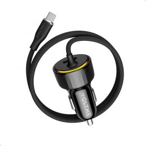 Chargeur de Voiture Allume-Cigare 60W, Chargeur Voiture avec C&acirc;ble USB-C de 1,2 m, Prise Auto Rapide PD 30W USB-C + USB-A 22,5 W pour iPhone, Android et Tablette, Noir - Neuf