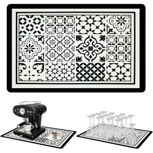 Ulteronixshop-Tapis Cafe Machine &eacute;gouttoir Absorbant - Cafeti&egrave;Re Accessoires Egouttoir Table Travail Barista Cuisine D'&eacute;gouttement Evier Antid&eacute;rapant Lavable Anti-br&ucirc;lure Isoler Mixeur Mat Anti-vibra - Neuf