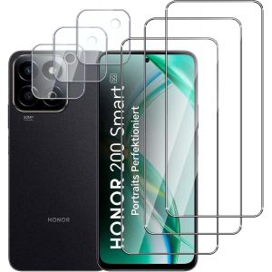 Hshi-En Lot De 6,3xverre Trempé Pour Honor 200 Smart 5g Et 3xprotection Caméra Arrière,Bords Incurvés 2.5d,Hd Transparent,Dureté 9h Glass Compatible Avec Honor 200 Smart 5g - Neuf