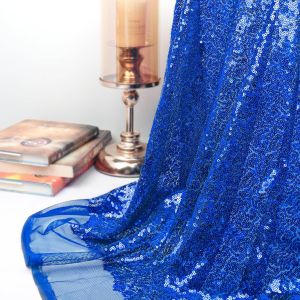 Tissu Bleu Par Mètre 2 Mètres De Tissu À Paillettes Royal Bleu, Matière Brillante Pour Couture, Tissu Élastique, Brodé Pour Robe De Soirée. - Neuf