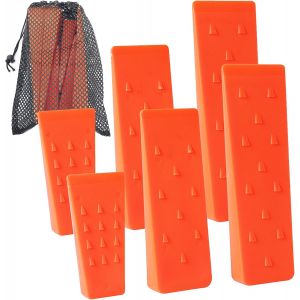 NouvelHorizonstore-Lot de 6 cales d'abattage d'arbre avec pointes pour une coupe s&ucirc;re des arbres &iquest; 2 cales de 25,4 cm, 20,3 cm et 14 cm avec sac de rangement ; 6 chiens d'abattage pour guider les arb - Neuf