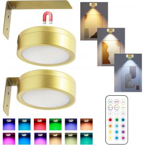 Lumières Murales Pour Cadres D'art,Eclairage Tableau Led Sans Fil,2 Pièces Lampe Tableau Sans Fil Rechargeable Dimmable Avec 3 Températures De Couleur (L'or) - Neuf