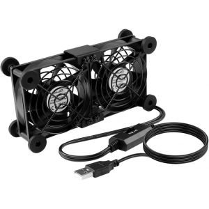 KALANKA-Ventilateur PC USB 80mm double rangée 2 en 1, ventilateur d'ordinateur portable avec 3 vitesses réglables, ventilateur de refroidissement électronique avec 8 amortisseurs pour ordinateur port - Neuf