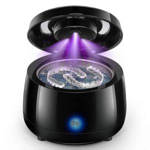 Nettoyeur A Ultrasons Pour Protheses Dentaires, Nettoyeur A Ultrasons Professionnel 43 Khz/180 Ml, Appareil De Nettoyage Sonique Pour Protege-Dents Nocturnes - Neuf