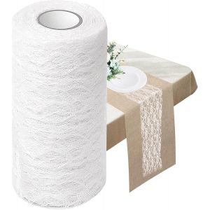 Chenquansarl-Nappe En Dentelle - 15 Cm X 22 M - Style Rétro - Blanc - Décoration De Mariage - Pour Cérémonie, Festival, Événements, Mariage - Neuf