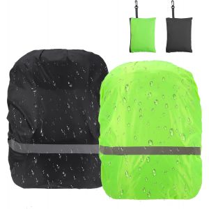 Jgd-2x Housses De Pluie Imperm&eacute;able Pour Sac &Agrave; Dos Avec Bandes R&eacute;fl&eacute;chissantes, 18l-30l, Sac De Rangement Inclus Pour Randonn&eacute;e, Camping, V&eacute;lo - Neuf