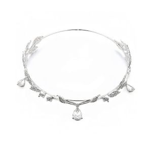 Diad&iquest;&iquest;Me De Mariage En Forme De Feuille, Couronne De Princesse En Cristal - Neuf