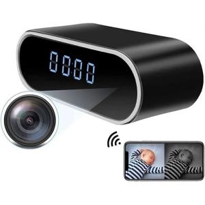 Horloge de cam&eacute;ra cach&eacute;e 1080p, haute d&eacute;finition Cam&eacute;ra espion WiFi sans fil avec vision nocturne et d&eacute;tective de mouvement ad[1523] - Neuf