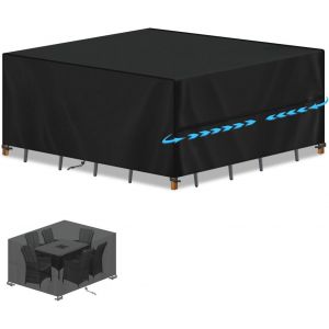 Housse Table Jardin Housses Pour Mobilier De Jardin Avec Cordon De Serrage,Bache Salon De Jardin Exterieur Impermeable,Anti-Uv 420d Oxford Tissu B&acirc;che Table De Jardin Ext&eacute;rieur 180x150x75cm - Neuf