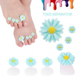 Lot De 8 Separateurs D'orteils En Silicone, Ortheses Pour Pieds, Outils De Pedicure, Fleurs De Marguerite, Bleu - Neuf