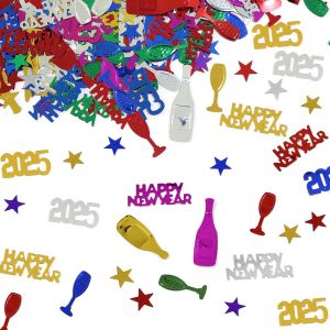 AYUHR-Confettis décoratifs du Nouvel An 2024 - Dorés et noirs - 30 g - Décoration à disperser Happy New Year - Confettis pour Nouvel An - Nouvel An - Nouvel An - Nouvel An - Carnaval - Neuf