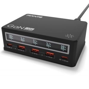 110W Chargeur Usb C Avec Écran Lcd, 5 Ports Chargeur Usb Gan Avec 2 Usb C Et 3 Usb A, Chargeur Rapide Station De Charge Multiple Compatible Avec Macbook/Ordinateurs Portables/Ipad/Iphone/Galaxy - Neuf